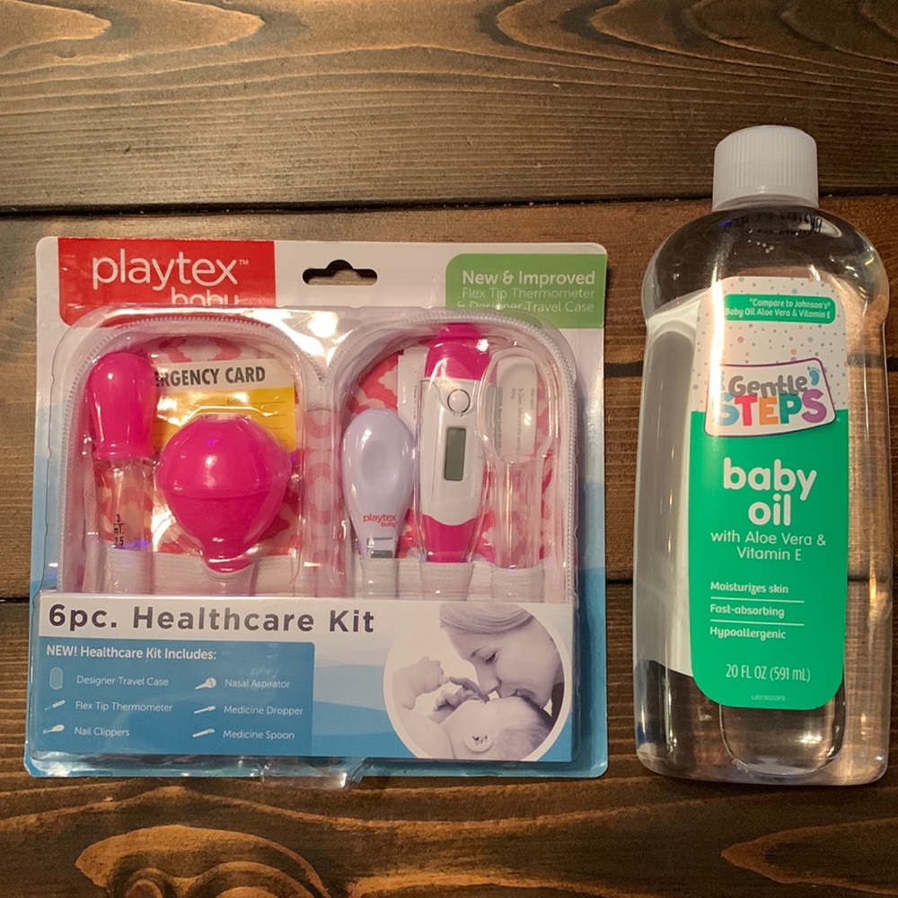 Baby Lot playtex 6 piece healthcare kit and baby oil